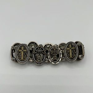 Dark metal bracelet with cross designs